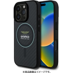 ASTON MARTIN-ARAMCO F1 iPhone 16 Pro用 リアルカーボンケース バックカバー Magsafe充電対応 BLACK ARHMP16LFCIK