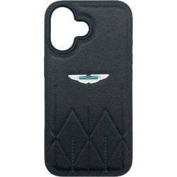 ASTON MARTIN iPhone 16用 合成皮革 ケース バックカバーメタルエンブレム BLACK ASHCP16SPDIK