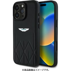 ASTON MARTIN iPhone 16 Pro用 合成皮革ケース バックカバー メタルエンブレム BLACK ASHCP16LPDIK