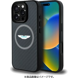 ASTON MARTIN iPhone 16 Pro用 リアルカーボンケース バックカバー Magsafe充電対応 BLACK ASHMP16LFCOS
