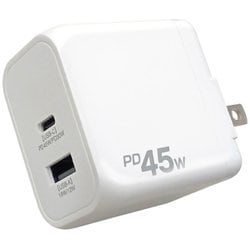 PD45W 急速パワフル充電器 （USB-C×1＋USB-A×1） AKJ-PDC45 WH