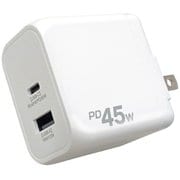 PD45W 急速パワフル充電器 (USB-C×1+USB-A×1) AKJ-PDC45 WH