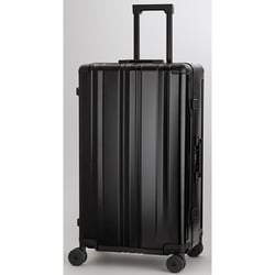 【BLADE Aluminium】 90L 旅行日数目安：7泊～ FLAME TYPE/無料受託サイズ/アルミ製ボディ・コーナーパッド/FLEX WALKER/WASHTEC/取り外せる仕切り（撥水ポケット付）/TS ID/フック付き台座/スリムフレーム/ダイアル式TSロック/ブラック 1513-71BK