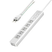 電源タップ 雷ガード マグネット 7個口 2m ほこり防止 3ピン 抜け止め 一括スイッチ 通電確認ランプ付き スイッチ連動×5/常時通電×2 折りたたみ式プラグ 絶縁キャップ付き ホワイト TAP-F37SH-2KS