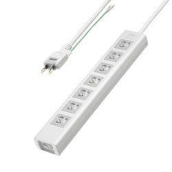 電源タップ 雷ガード マグネット 7個口 2m ほこり防止 3ピン 抜け止め 一括スイッチ 通電確認ランプ付き 折りたたみ式プラグ 絶縁キャップ付き ホワイト TAP-F37SH-2ZS