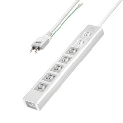電源タップ 雷ガード マグネット 7個口 3m ほこり防止 3ピン 抜け止め 一括スイッチ 通電確認ランプ付き スイッチ連動×5/常時通電×2 折りたたみ式プラグ 絶縁キャップ付き ホワイト TAP-F37SH-3KS