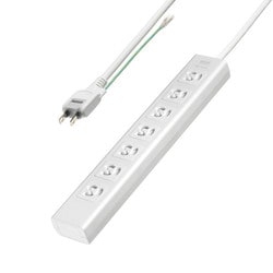 電源タップ 雷ガード マグネット 7個口 3m ほこり防止 3ピン 抜け止め 折りたたみ式プラグ 絶縁キャップ付き ホワイト TAP-F37SH-3SR