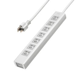 電源タップ 雷ガード マグネット 7個口 3m ほこり防止 3ピン 抜け止め 一括スイッチ ホワイト TAP-F37SH-3Z
