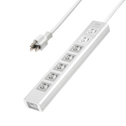 電源タップ 雷ガード マグネット 7個口 5m ほこり防止 3ピン 抜け止め 一括スイッチ 通電確認ランプ付き スイッチ連動×5/常時通電×2 ホワイト TAP-F37SH-5K