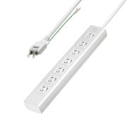 電源タップ 雷ガード マグネット 7個口 5m ほこり防止 3ピン 抜け止め 折りたたみ式プラグ 絶縁キャップ付き ホワイト TAP-F37SH-5SR