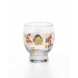 プレミアムニッポンテイスト 吉祥花鳥 酒グラス 雀と南天 145ml