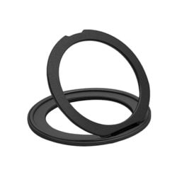 スマホリング ZEROSAFE Circle リングスタンド テープ固定式タイプ マグネット式アクセサリー対応 120度開閉 360度回転 ブラック RZSFRS01BK