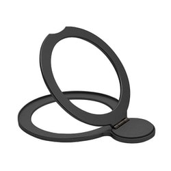 スマホリング ZEROSAFE Shaft リングスタンド テープ固定式タイプ マグネット式アクセサリー対応 150度開閉 360度回転 ブラック RZSFRS02BK