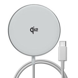 Type-Cケーブル一体型ワイヤレスチャージャー MagSafe ワイヤレス充電 Qi2認証 シルバー R15WCC15W03SV