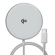 Type-Cケーブル一体型ワイヤレスチャージャー MagSafe ワイヤレス充電 Qi2認証 シルバー R15WCC15W03SV