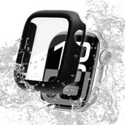 Apple Watch series10 42mm対応 高光沢 クリア PC+GLASS一体型 防水ケース 表面硬度9H IP68 ブラック GHB4810AW42