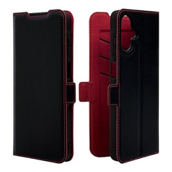 Galaxy A25用 手帳型ケース 薄型 カード入れ スタンド機能 衝撃吸収 シンプル サイドマグネット BK RD 8713GA25BSMBKR