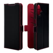 Galaxy A25用 手帳型ケース 薄型 カード入れ スタンド機能 衝撃吸収 シンプル サイドマグネット BK RD 8713GA25BSMBKR