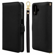 Galaxy A25用 手帳型ケース カード入れ おしゃれ スタンド機能 シンプル ハンドストラップ付き マグネット式 ブラック 8715GA25BHSBK