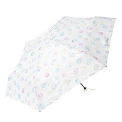 日傘 折りたたみ傘 婦人用 晴雨兼用 ポケラブラーフラワー5段ミニ 50cm 手開き式 イージーオープン オフホワイト 17621