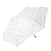 折りたたみ傘 婦人用 晴雨兼用 ポケラブラーフラワー5段ミニ 50cm イージーオープン オフホワイト 17621