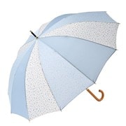 長傘 婦人用 12本骨フラワーパッチワーク 55cm 手開き 耐風 ブルー 17791