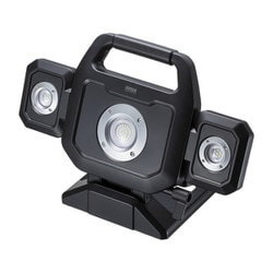 LED-FL1BK [投光器 LED 充電式 作業灯 ランタン 高輝度 3000ルーメン Type-C充電 3段階の明るさ調節 無段階照射角度調節可能 スマホ充電可能 三脚固定/吊り下げ固定/マグネット固定/フック固定 1/4インチネジ付き 取っ手付き 折り畳み式 コンパクト収納 ブラック]