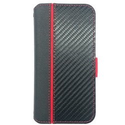 iPhone 16e用 手帳型ケース カーボン/レッドライン AC-SE25-PB CBR