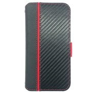 iPhone 16e用 手帳型ケース カーボン/レッドライン AC-SE25-PB CBR