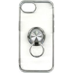 iPhone 16e用 メタルTPUフレーム スマホリング付き背面クリアケース シルバー AC-SE25-MR SL