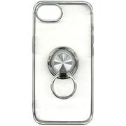 iPhone 16e用 メタルTPUフレーム スマホリング付き背面クリアケース シルバー AC-SE25-MR SL