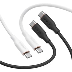 Anker PowerLine III Flow USB-C ＆ USB-C ケーブル 1.8m 2本セット ブラック ＆ ホワイト B8553013