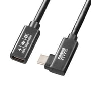 USB Type-C 延長ケーブル (USB C-USB C) PD100W対応 1m L型コネクタ DP Altモード対応 5Gbps USB4 ブラック KU-5GCCP100ENL10