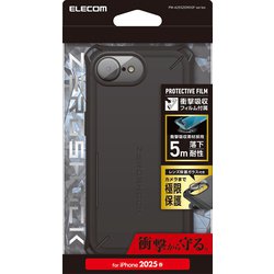 iPhone 16e用 ハイブリッドケース ZEROSHOCK Solid Plus ブラック PM-A25SZEROSPBK