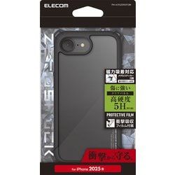 iPhone 16e用 ハイブリッドケース ZEROSHOCK フレームカラー 背面クリア ブラック PM-A25SZEROFCBK