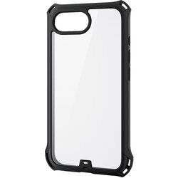 iPhone 16e用 ハイブリッドケース ZEROSHOCK フレームカラー 背面クリア ブラック PM-A25SZEROFCBK