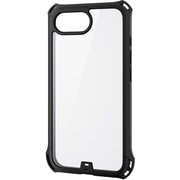 iPhone 16e用 ハイブリッドケース ZEROSHOCK フレームカラー 背面クリア ブラック PM-A25SZEROFCBK