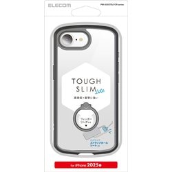 iPhone 16e用 ハイブリッドケース TOUGH SLIM LITE フレームカラー 背面クリア リング付 ブラック PM-A25STSLFCRBK