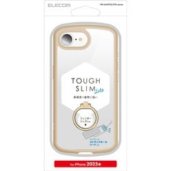 iPhone 16e用 ハイブリッドケース TOUGH SLIM LITE フレームカラー 背面クリア リング付 カフェオレ PM-A25STSLFCRBE