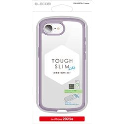 iPhone 16e用 ハイブリッドケース TOUGH SLIM LITE フレームカラー 背面クリア ストラップシート付属 ラベンダー PM-A25STSLFCPU