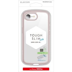 iPhone 16e用 ハイブリッドケース TOUGH SLIM LITE フレームカラー 背面クリア ストラップシート付属 ピンク PM-A25STSLFCPN