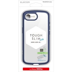iPhone 16e用 ハイブリッドケース TOUGH SLIM LITE フレームカラー 背面クリア ストラップシート付属 ネイビー PM-A25STSLFCNV