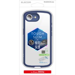 iPhone 16e用 ハイブリッドケース TOUGH SLIM LITE フレームカラー 背面クリア 極限保護 ネイビー PM-A25STSLFCKNV