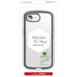 iPhone 16e用 ハイブリッドケース TOUGH SLIM LITE フレームカラー 背面クリア ストラップシート付属 グレー PM-A25STSLFCGY