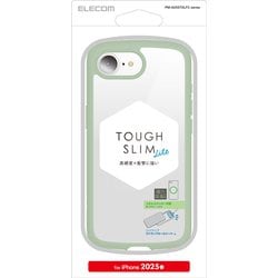 iPhone 16e用 ハイブリッドケース TOUGH SLIM LITE フレームカラー 背面クリア ストラップシート付属 ピスタチオグリーン PM-A25STSLFCGNL
