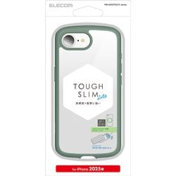 iPhone 16e用 ハイブリッドケース TOUGH SLIM LITE フレームカラー 背面クリア ストラップシート付属 グリーン PM-A25STSLFCGN