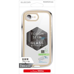 iPhone 16e用 ハイブリッドケース TOUGH SLIM LITE フレームカラー 背面クリア 背面ガラス ストラップシート付属 カフェオレ PM-A25STSLFCGBE