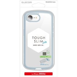 iPhone 16e用 ハイブリッドケース TOUGH SLIM LITE フレームカラー 背面クリア ストラップシート付属 ライトブルー PM-A25STSLFCBU
