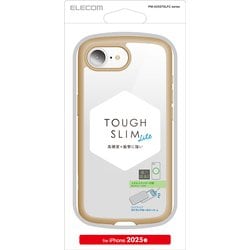 iPhone 16e用 ハイブリッドケース TOUGH SLIM LITE フレームカラー 背面クリア ストラップシート付属 カフェオレ PM-A25STSLFCBE