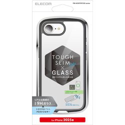 iPhone 16e用 ハイブリッドケース TOUGH SLIM LITE フレームカラー 背面クリア 背面ガラス フロストシルキー ブラック PM-A25STSFCGSBK
